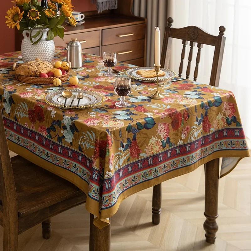 Rectangular Minimalist Retro Tablecloth Rural Style Tablecover for Household Living Room HighEnd Printing Dining Table Cloth