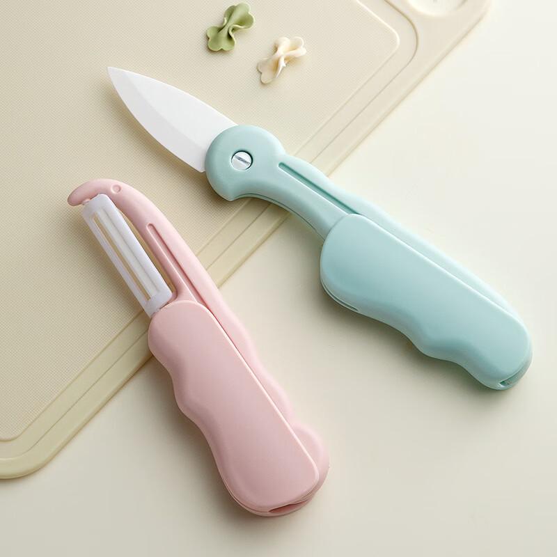 Abay Foldable Ceramic Fruit Knife with 2-in-1 Stainless Steel Peeler