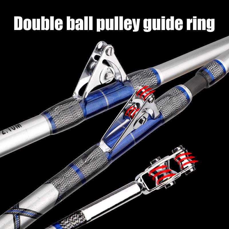 Double Roller Fishing Rod with Metal Reel Seat for Sea Trolling