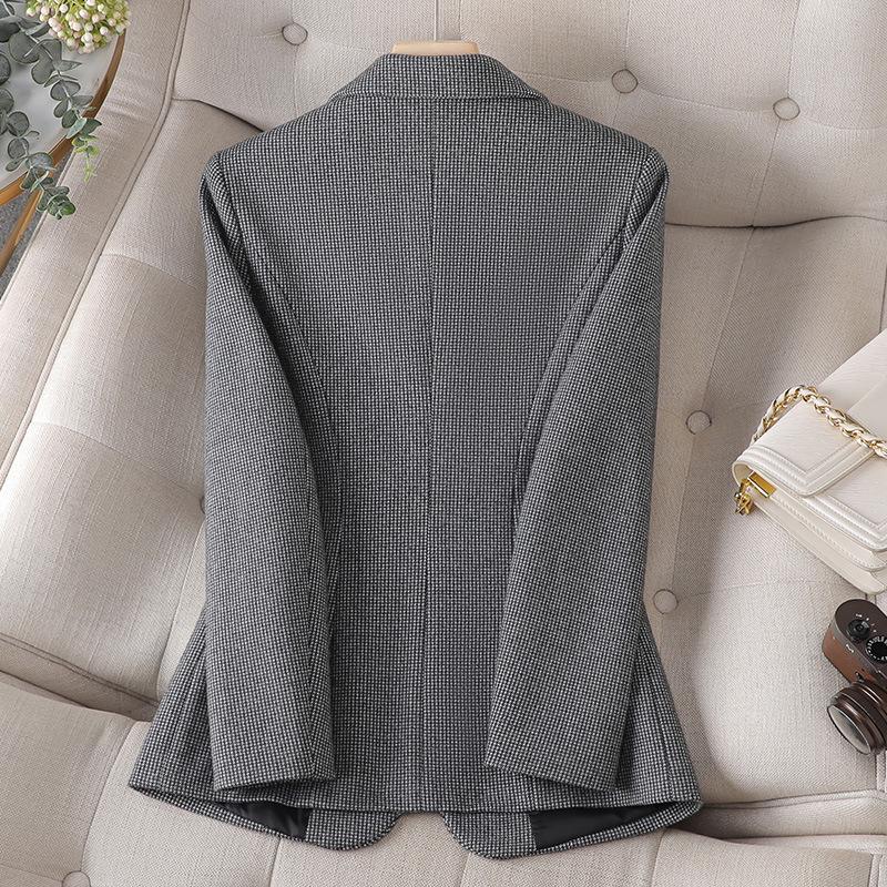 Women's Houndstooth Suit Jacket - Stylish, Versatile, Casual Top for Spring and Autumn