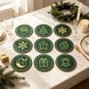 Christmas Wooden Coasters 9Pcs Set, Heat Resistant Cup Mats, Waterproof Non Slip Drink Round Table Protection Mats for Home Office Desk Accessories