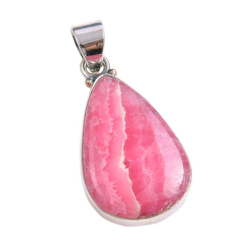 Natural Rhodochrosite Gemstone 925 Solid Sterling Silver Gift Pendant 1.50" J7w44