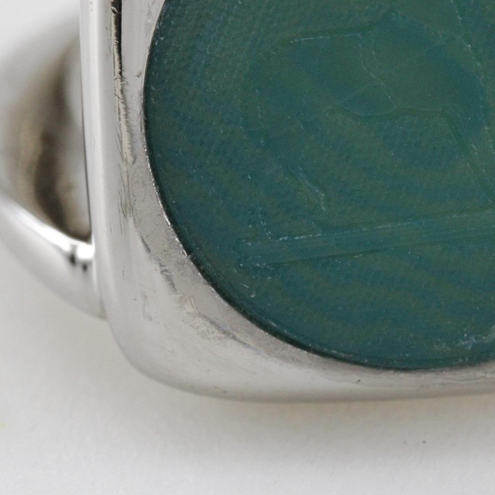 Hermes Corozo Ring Silver/Green Metallic #5.6(US Size) 10.1g Women Used