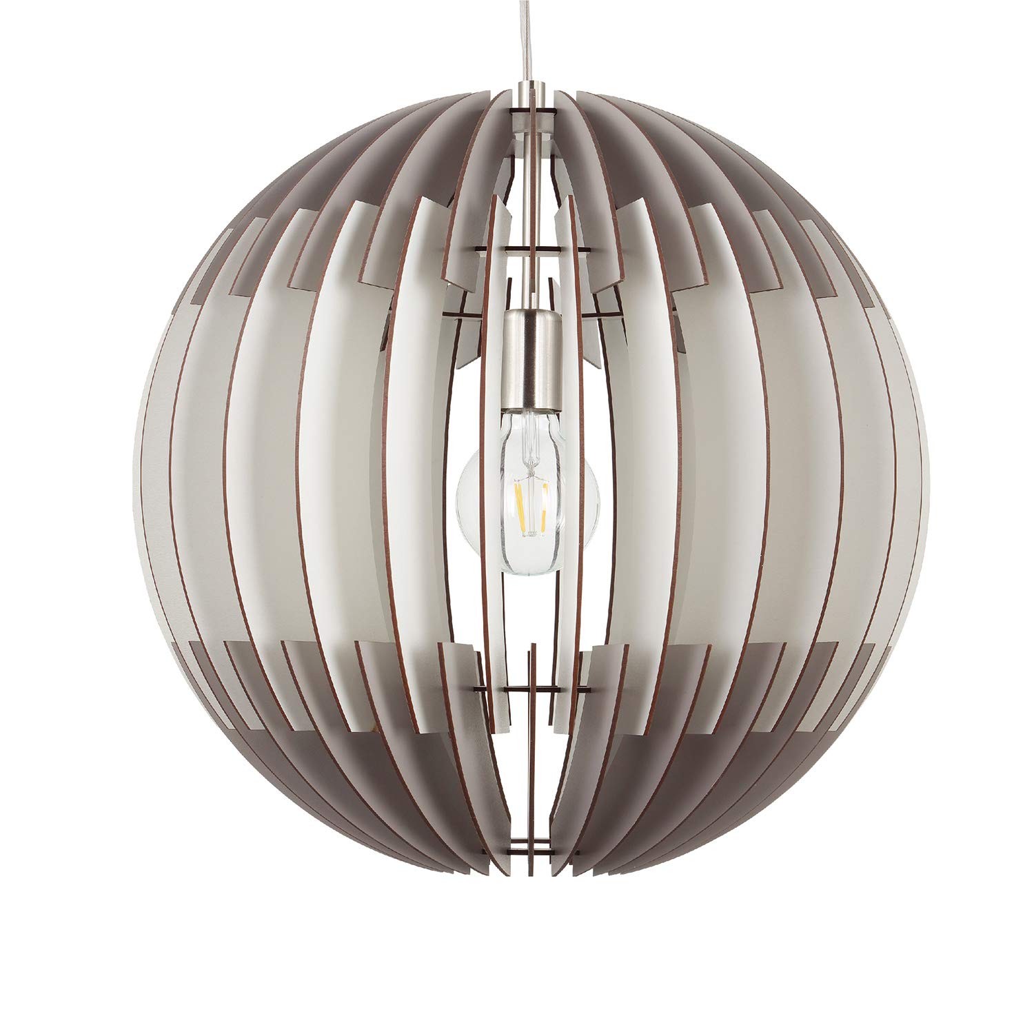 

EGLO OLMERO 50cm LED Pendant Light, Stylish, Nordic, Modern, Wooden, 204429J, Ceiling Lighting for Living Room, Dining Room, Cafe, SilverWhite, Large