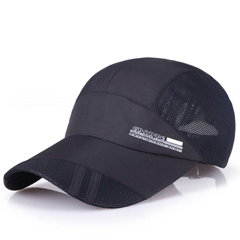 

Outdoor Men Quickdrying Visor Caps Sport Cool Summer Running Baseball Mesh Hat Black