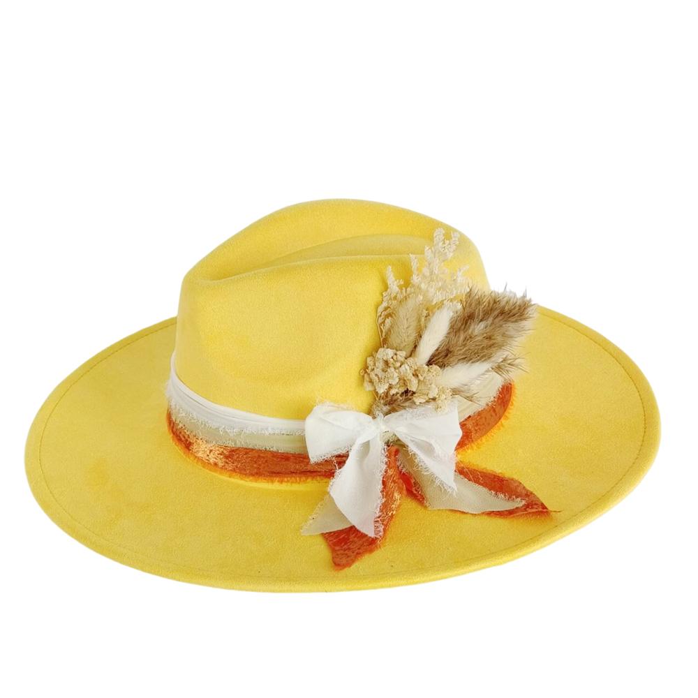 Men s and women s 9.5cm wide-brimmed suede hat retro fedora dried flower accessories wedding hat autumn and winter fashion 2026 M56-58CM