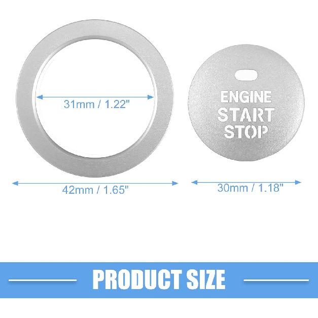 Engine Start Stop Ignition Button Overlay Cover Decal Interior Trim Sticker for Hyundai Sonata 2011-2014 Aluminum Alloy Silver Tone