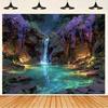 2D Enchanted Waterfall Backdrop Glowing Lake Wedding Photography Background