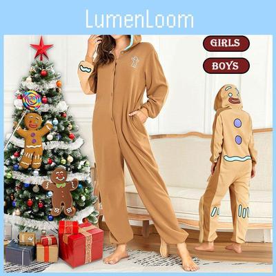 Lebkuchenmann Kapuzen-Schlafanzug Cosplay Kostüm Für Damen Jungen Mädchen Weihnachten
