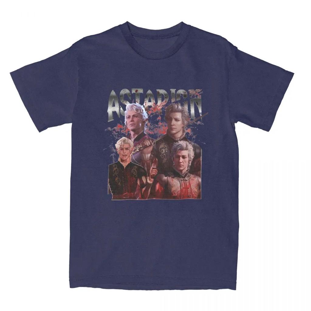 Men Astarion Vampire Vintage Baldur's Gate T Shirts Cotton Clothes Crazy Short Sleeve Round Neck Tee Shirt Unique T-Shirt