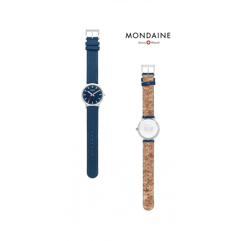 Mondaine A660.30314.40sbd Classic Ocean Blue Cork Recycled Public Nato Watch