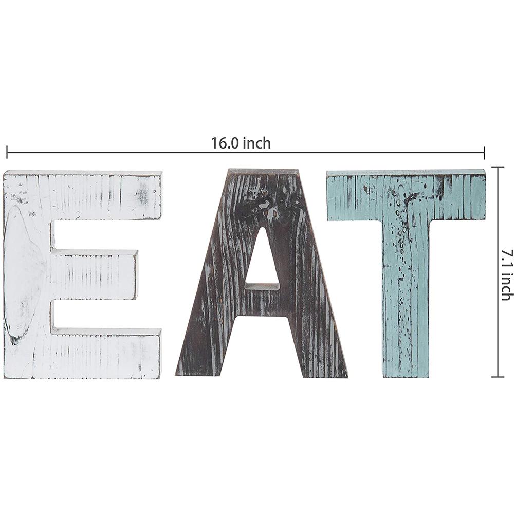 

Christmas Wooden Hanging Rustic Multicolor Cutout Wooden EAT Letters Wall Mounted Decorative Signs серый