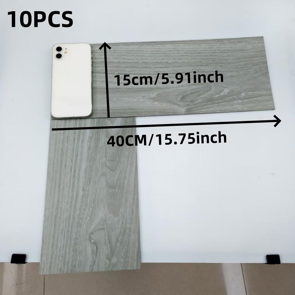 10Pcs 40x15cm PVC Floor Stickers Self-adhesive Stickers Waterproof Thickened Wood Grain Floor Stickers Stickers Living Room