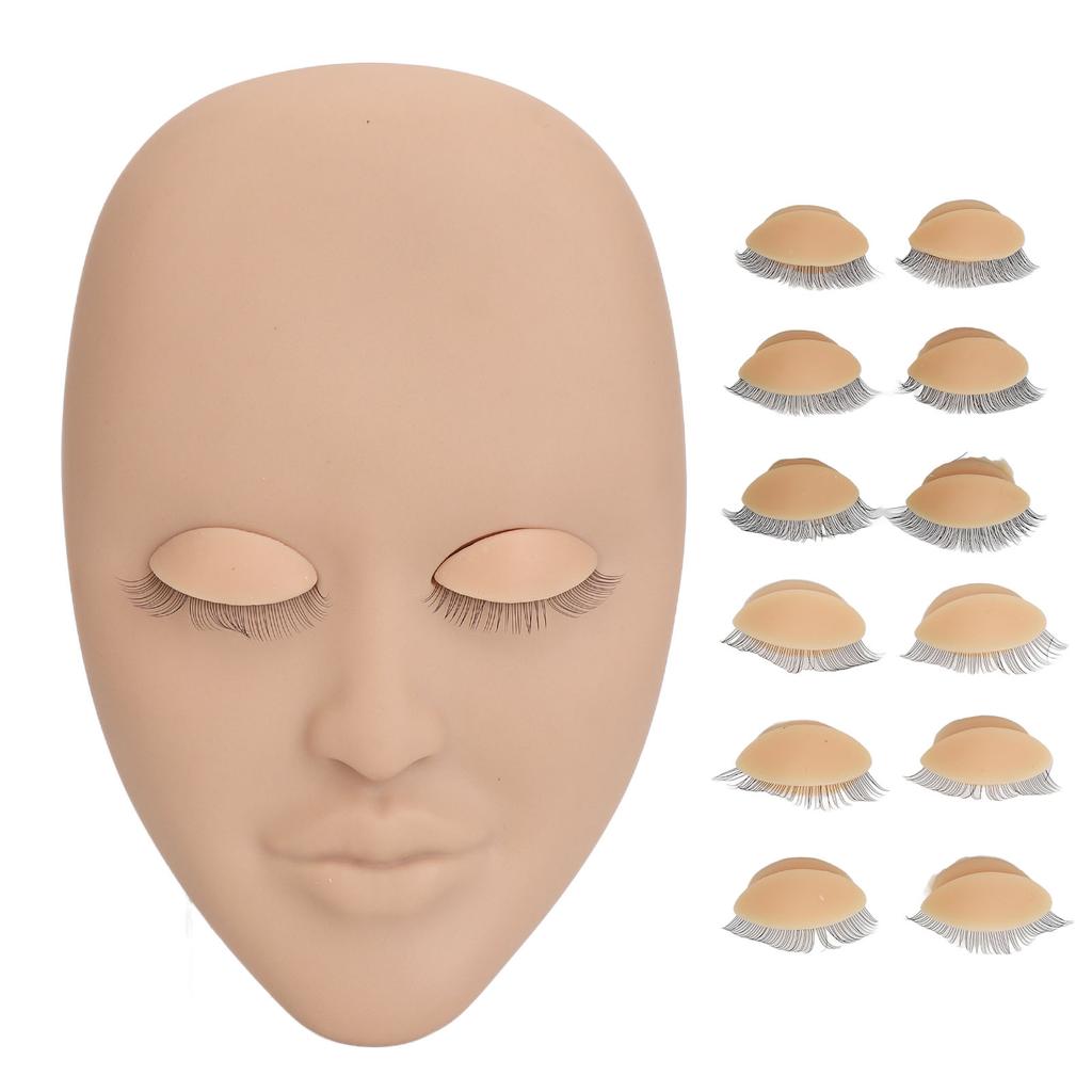 Eyelash Extension Mannequin Head with 6 Pair Replacement Eyelids Soft Touch Lash Mannequin Face