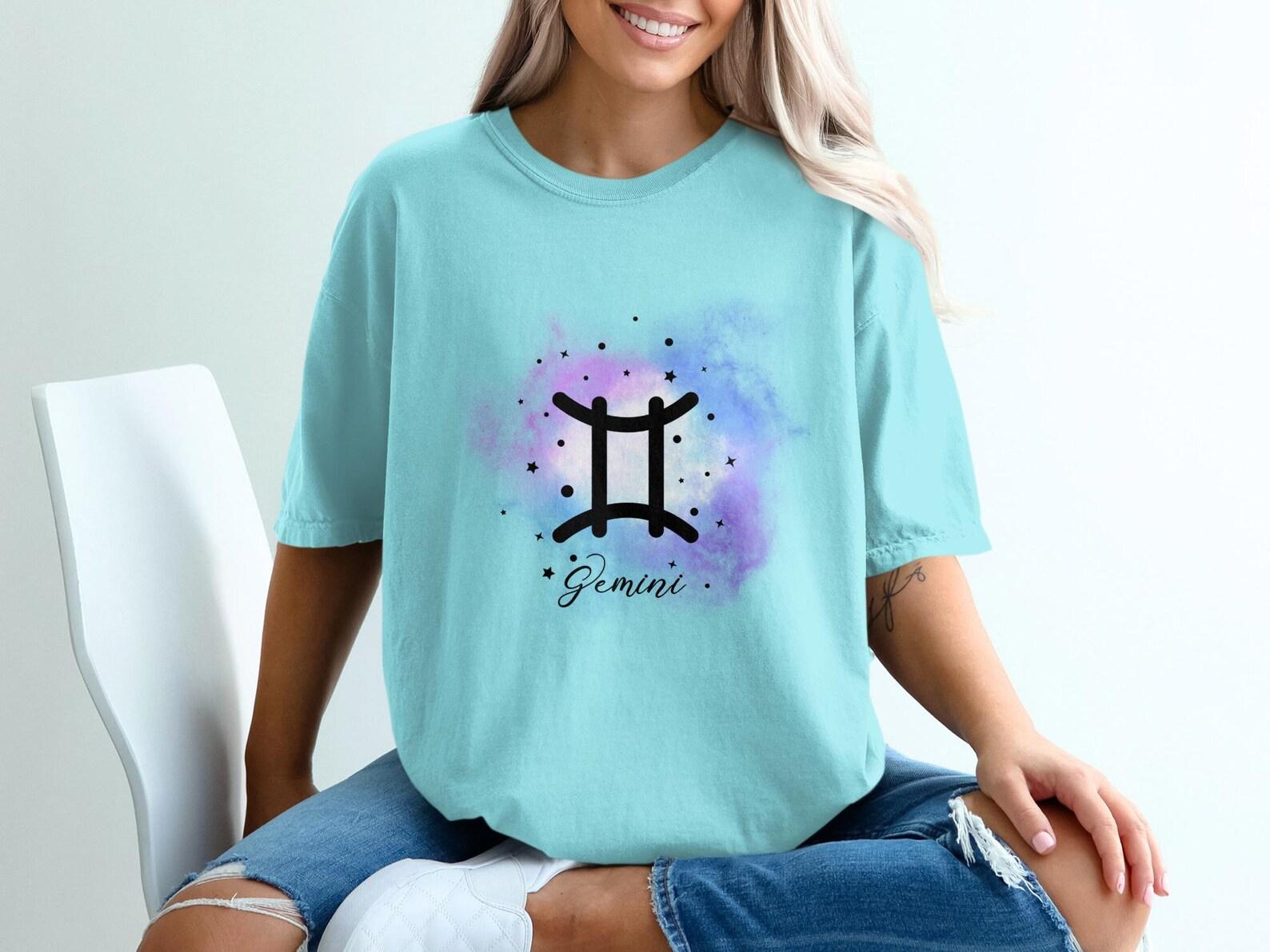 Gemini Zodiac T-Shirt: Celestial Watercolor Galaxy Horoscope Tee XL
