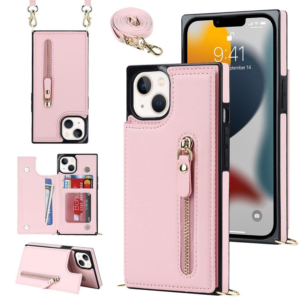 Crossbody Double Buckle Zipper for Apple iPhone17Pro Mobile Phone Leather Case Samsung S25 Card Holder Protective Case
