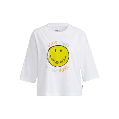 T-shirt Femme Neo Sports Col Rond Imprimé Smiley Blanc H61980