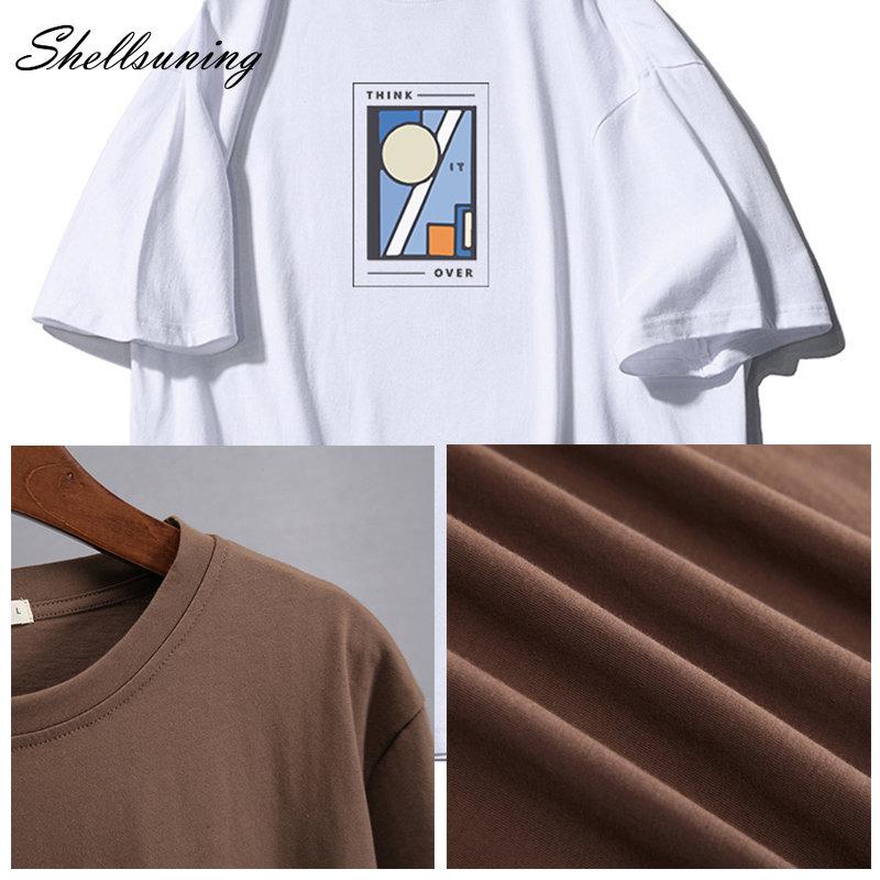 Shellsuning Oversized bavlněná trička s grafikou Muži Léto Měkké Trička s krátkým rukávem Dámská Móda Univerzální pulovry Dámské
