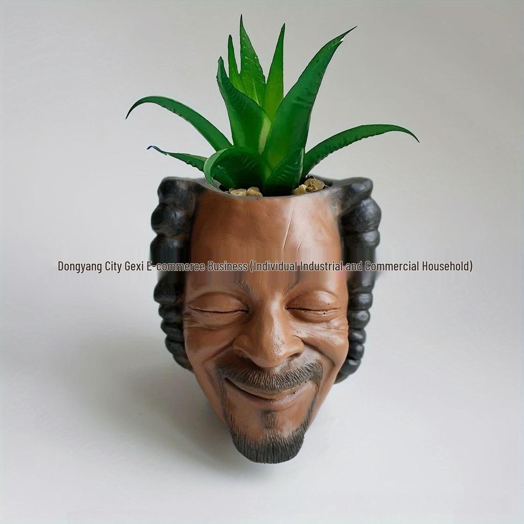 Black Portrait Face Pot: Succulent Planter & Pen Holder - Ideal Mother's & Children's Day Gift