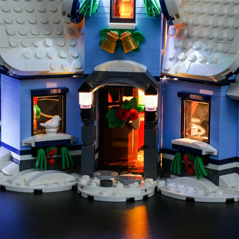 Gör-det-själv LED-belysningskit för LEGO Icons 10293 Jultomtens Besök Byggklossleksak Dekoration Justerbara Belysningstillbehör