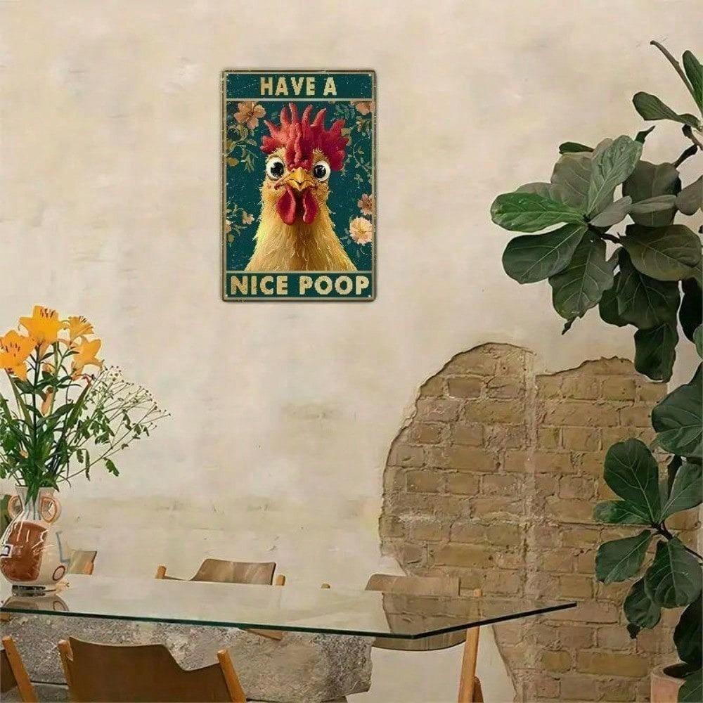 Funny Chicken Tin Sign 8x12 Inch Rustic Farmhouse Metal Wall Art Home Decor
