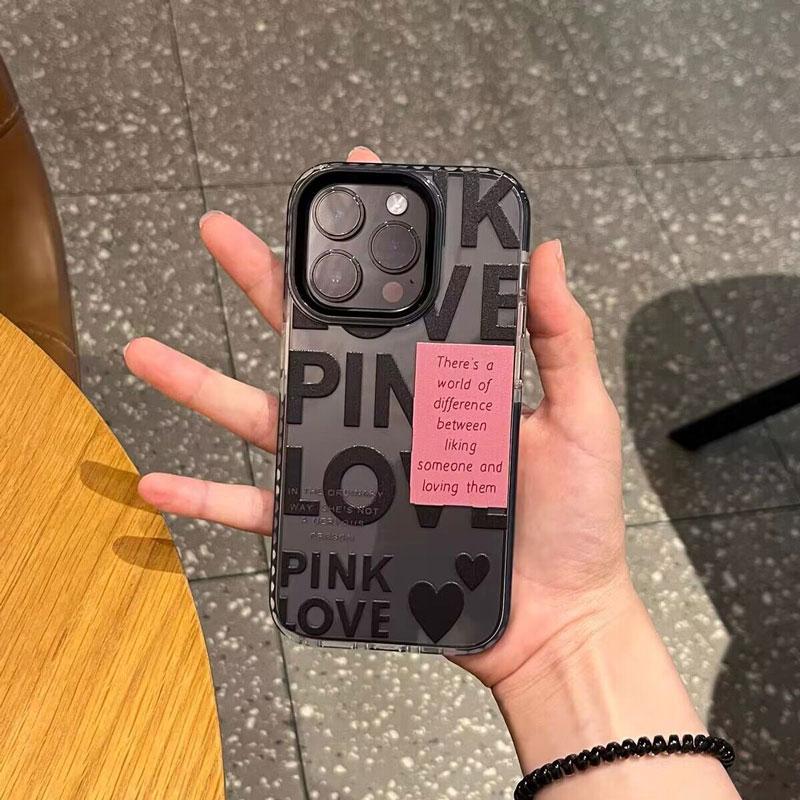 

English Pink Label Pattern Phone Case For iPhone 16 15 14 13 12 11 Pro Max XR XS 7 8 Plus Transparent Shockproof Silicone Cover iPhone 11 Pro