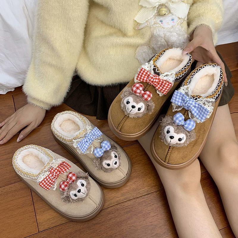 Mao Mao slippers wear casual cotton slippers women's autumn and winter new cartoon dolls cute bag head slippers women
