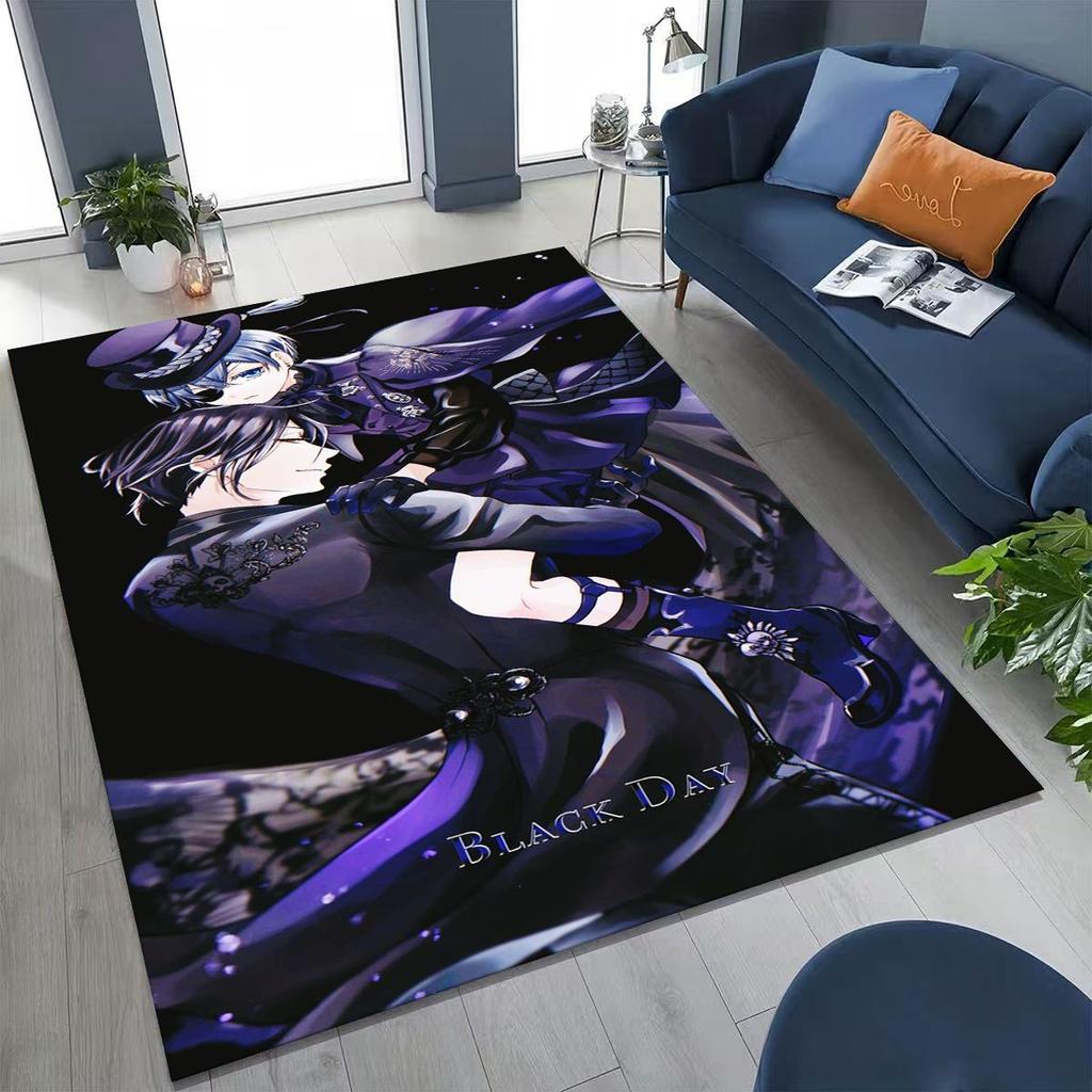 Anime Black Butler Sebastian Ciel Cartoon Cartoon Rug for Bedroom Living Room Sofa Home Doormat Decor,Kids Non-slip Floor Mat