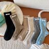 Cloth Lable Middle Tube Socks Thick Women's Socks New Winter Socks