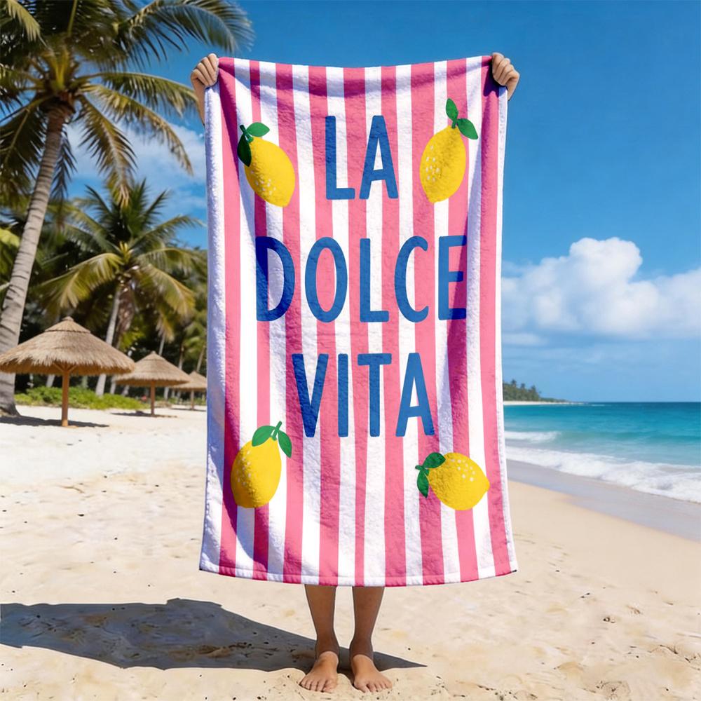 1pc Assorted Summer Beach Towels: Lemon, Crab, Retro Italian Vibes & Coastal Prints