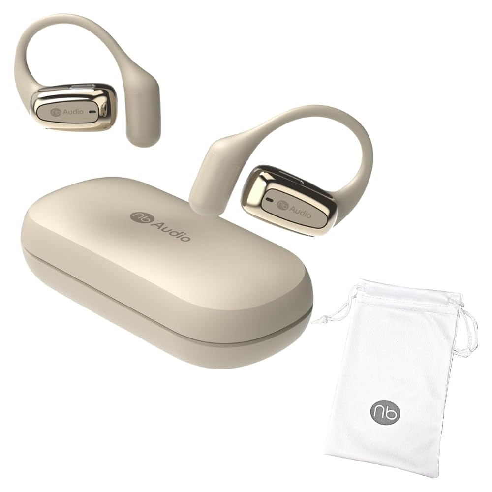 

nb Open Wireless Earbuds Low Latency Mode Ear Hook Multi-Point Bluetooth Headphones with Pouch White