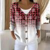 Damemote Langermet Christmas Snowman Snowflake Print Jakke Cardigan
