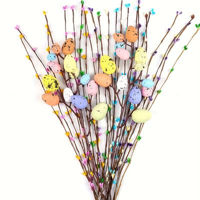 26pcs Plastic Easter Egg Twig Arrangements Artificial Easter Egg Vine Branches Spring Floral Stems Centerpiece Wreath Decoration