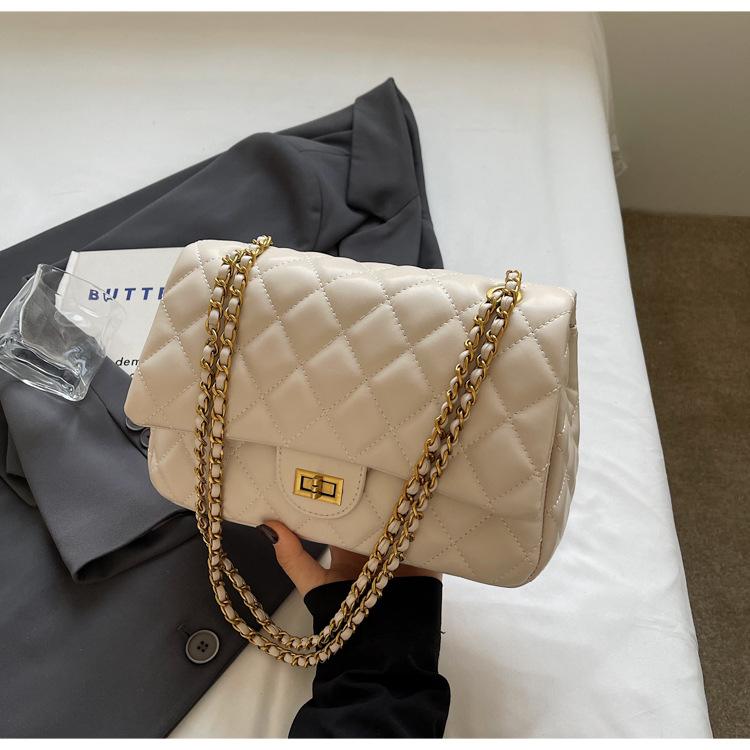 High-end small fragrant wind rhombus chain small square bag 2025 solid color new fashionable versatile shoulder underarm bag women's bag