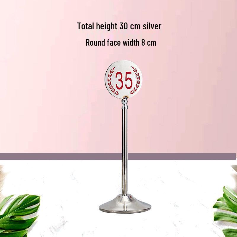 Gold-Plated Stainless Steel Double-Sided Table Number Plate for Restaurants