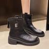 2025Neue Winter Damenstiefel Luxuriöse Lässige Lederstiefel Mode Hochhackige Stiefeletten für Damen Plüsch Warme Schneestiefel Botas Mujer