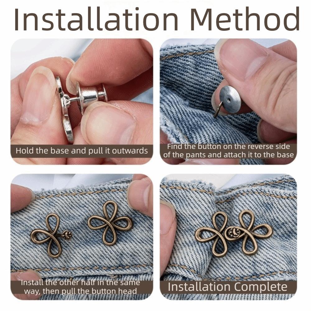 Metal Jeans Buttons Tighteners Adjustable Waist Button Fastener Adjustable Metal Buttons  Pants