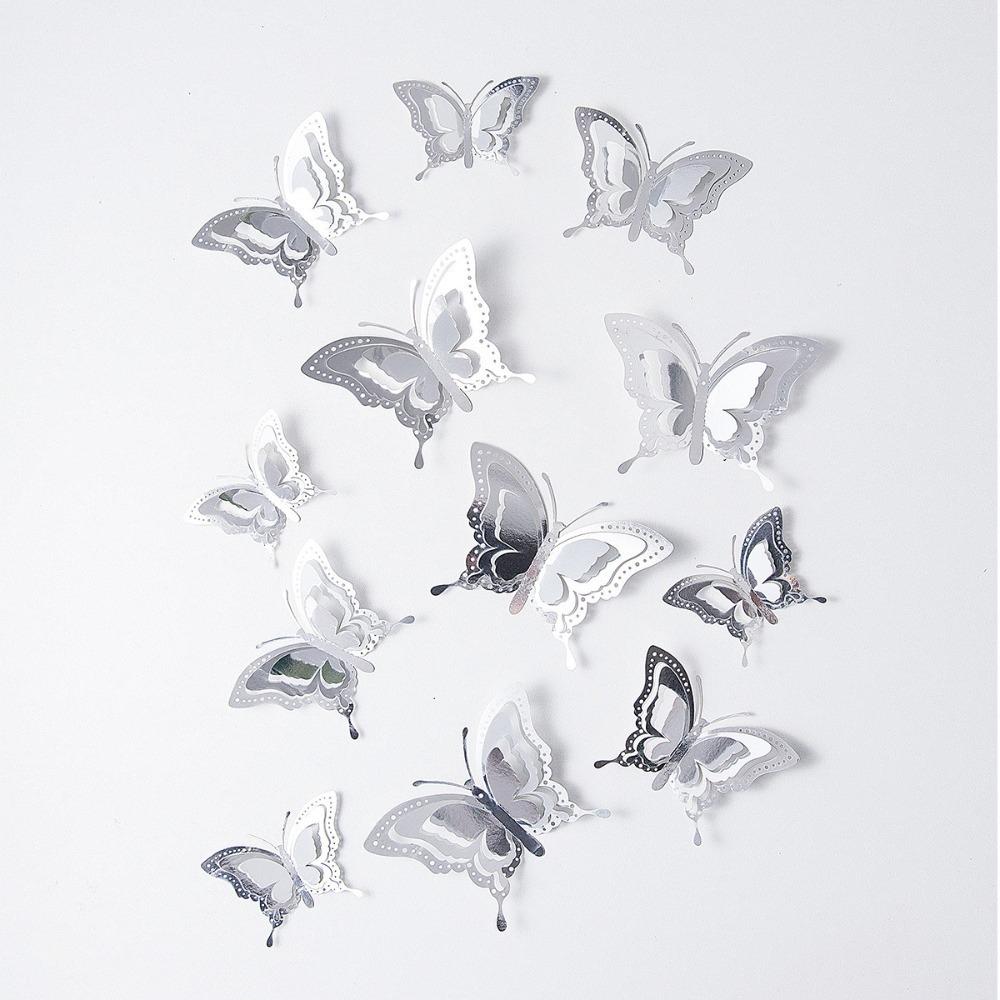 12pcs 3D Butterfly Wallpaper Self Adhesive Decal New Butterfly Wall Stickers  Festival Decoration