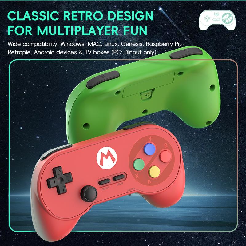 Retro Wireless Gamepad with Dual Receiver, Classic Controller for PC DInput, Android, Arcade Emulators