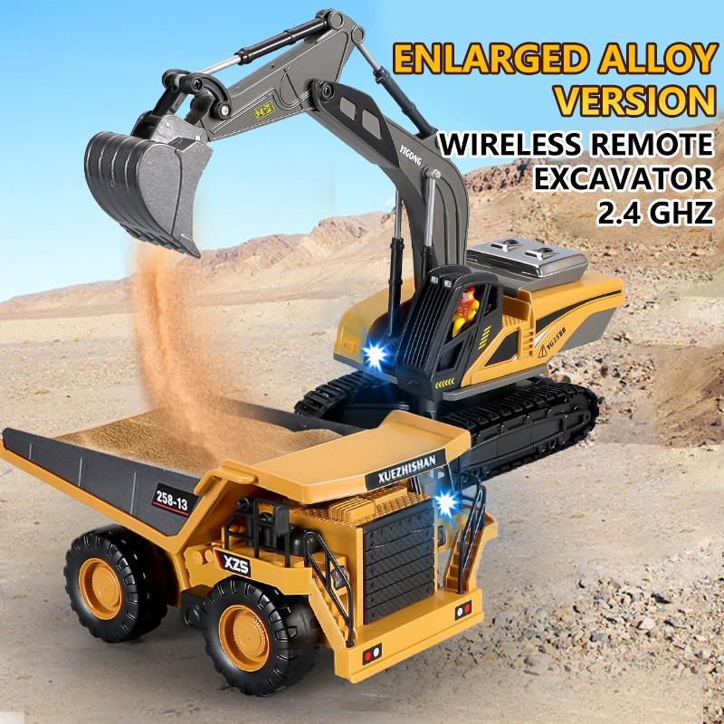 Escavatore Dumper RC Auto Telecomandata 2.4G Veicolo da Cantiere Camion Cingolato Bulldozer Giocattoli per Bambini Ragazzi Regali di Natale