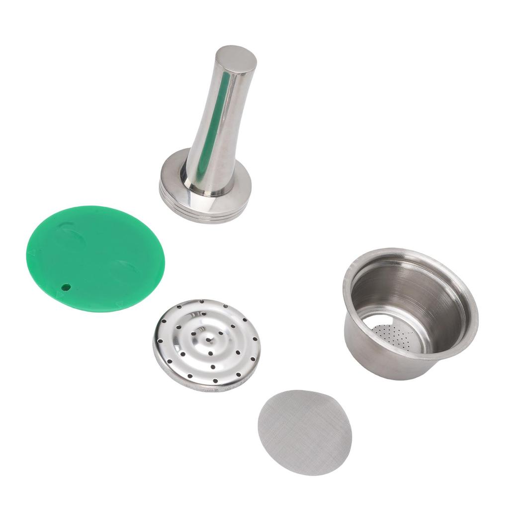 Coffee Capsule Reusable Stainless Steel Coffee Pod with Coffee Tamper Spoon Brush Coffee Machine Supplies