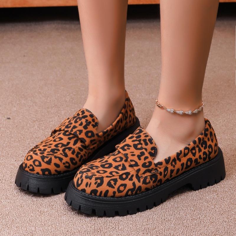 Spring/Autumn Leopard Print Comfort/Elegant Work Shoes Fashion New Round Toe Thick Sole Anti-Slip Casual Sneakers for Women