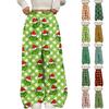 Women's Casual Christmas Print Elastic Waist Loose Fit With Plush Wide Leg Pants