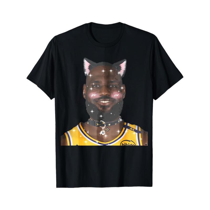 Grafica divertente di gatto parodia di LeBron James maglietta unisex 100% cotone 2026 Girocollo Uomo Y2k Manica Corta
