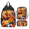 Set Zaino 3 Pezzi Stampato One Piece Cartone Animato Pirata Blu Marinaio Zaino Scuola Elementare Grande Capacità Resistente all'Acqua Zaino per Bambini