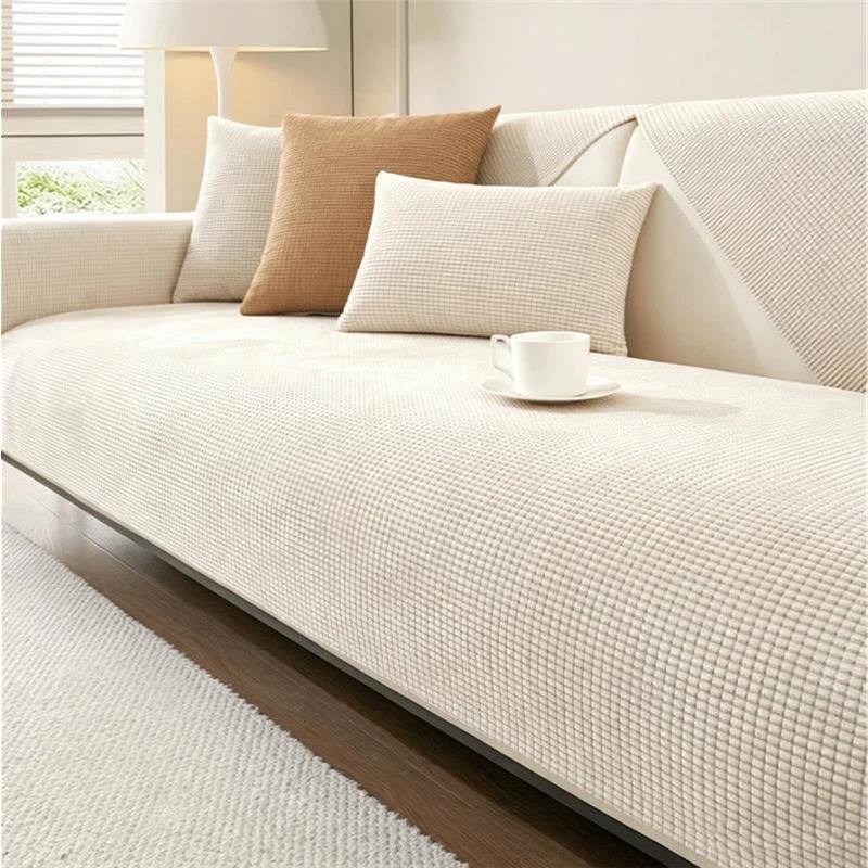 

Waterproof Sofa Cushion Universal Non Slip Seat Pad Cat Scratch Resistant Sofa Cover For All Seasons 70 x 70cm білий