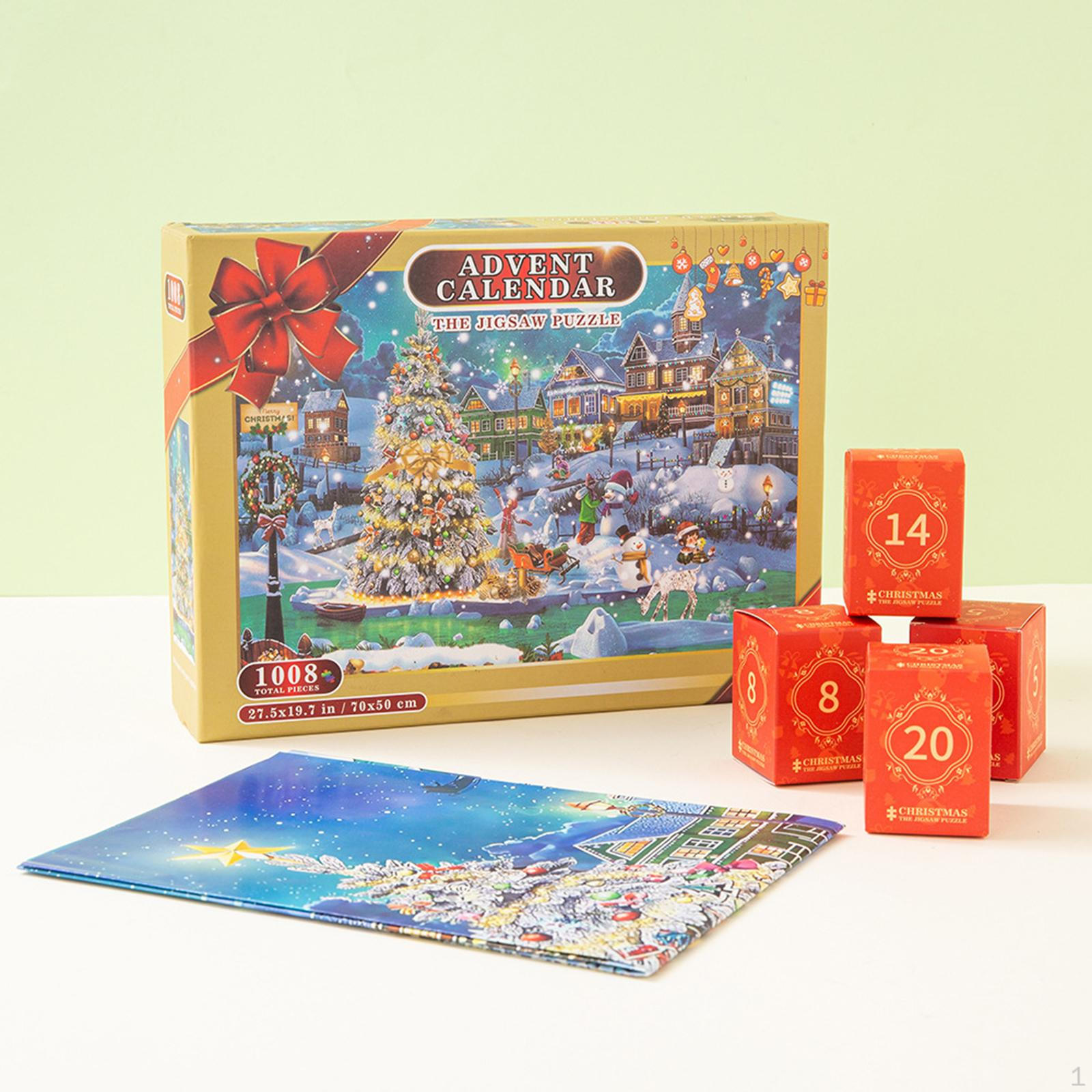 

1008 элементов Рождественские пазлы 24 коробки Креативный Адвент-календарь для взрослых Домашний декор Подростки Christmas Tree
