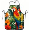 1pc Tropical Parrot And Hibiscus Print Apron, Durable And Easy To Clean, Adjustable Waistband, Polyester Material, for Kitchen Cooking, Gardening, Orc