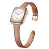 Pulseira Fina de Couro Compatível com Pulseiras Apple Watch para Mulheres, Pulseira de Couro Genuíno de Grão Superior para iWatch Séries 11 10 SE 9 8 7 6 5 4 3 2 1