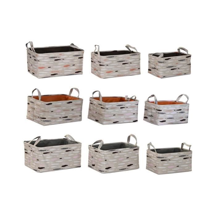 Paniers - Lot de 3 - Marron, Gris, Orange - 40 x 30 x 20 cm - Design moderne